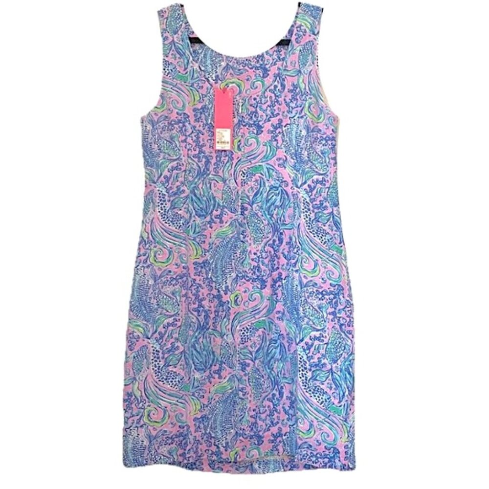 Lilly Pulitzer Maurina Sz 6 Dress We Mermaid It Sleeveless Shift Linen NWT - Picture 2 of 8